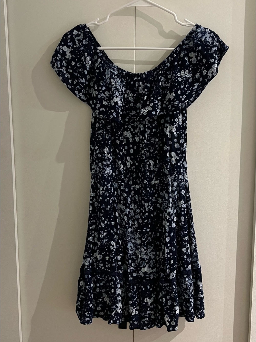 Garage Navy and White Floral Dress